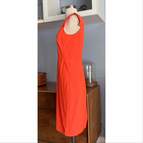 J. Crew Resume Sheath in Neon Orange Italian Stretch Wool Dress Sz 0 - Picture 3 of 11